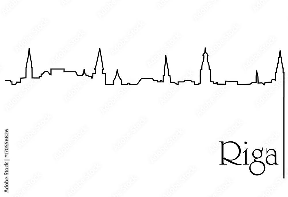  Riga city one line drawing background