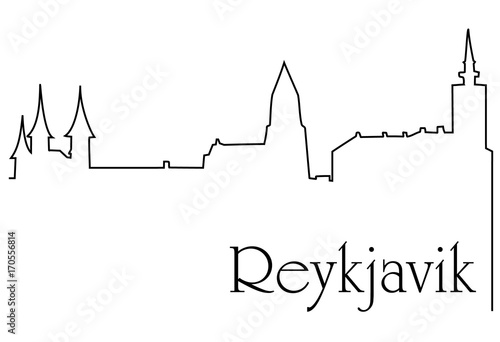 Reykjavik city one line drawing background