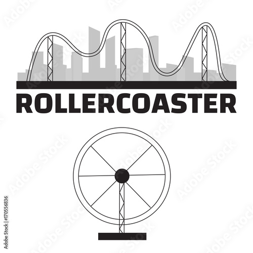 Amusement ride or luna park roller coasters entertainment vector set.