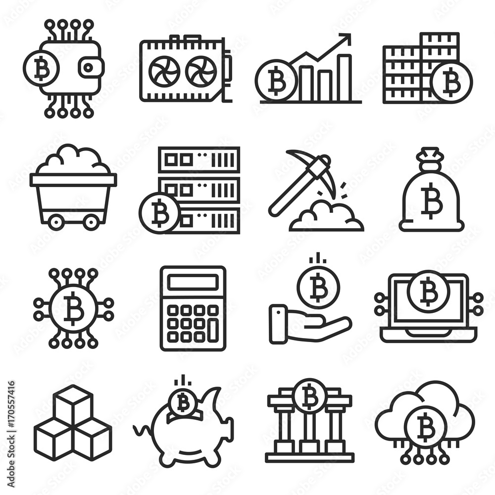 lines icon set bitcoin crypto lines icon set bitcoin crypto