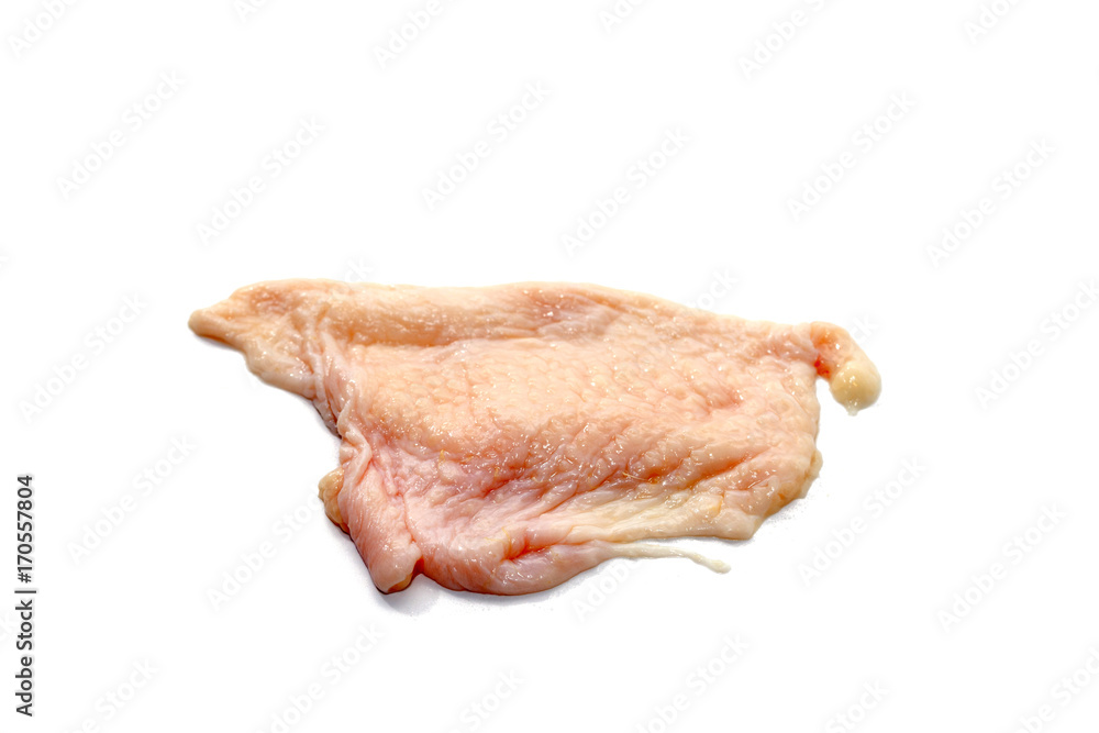 raw chicken skin isolated on white background raw chicken skin isolated on white background