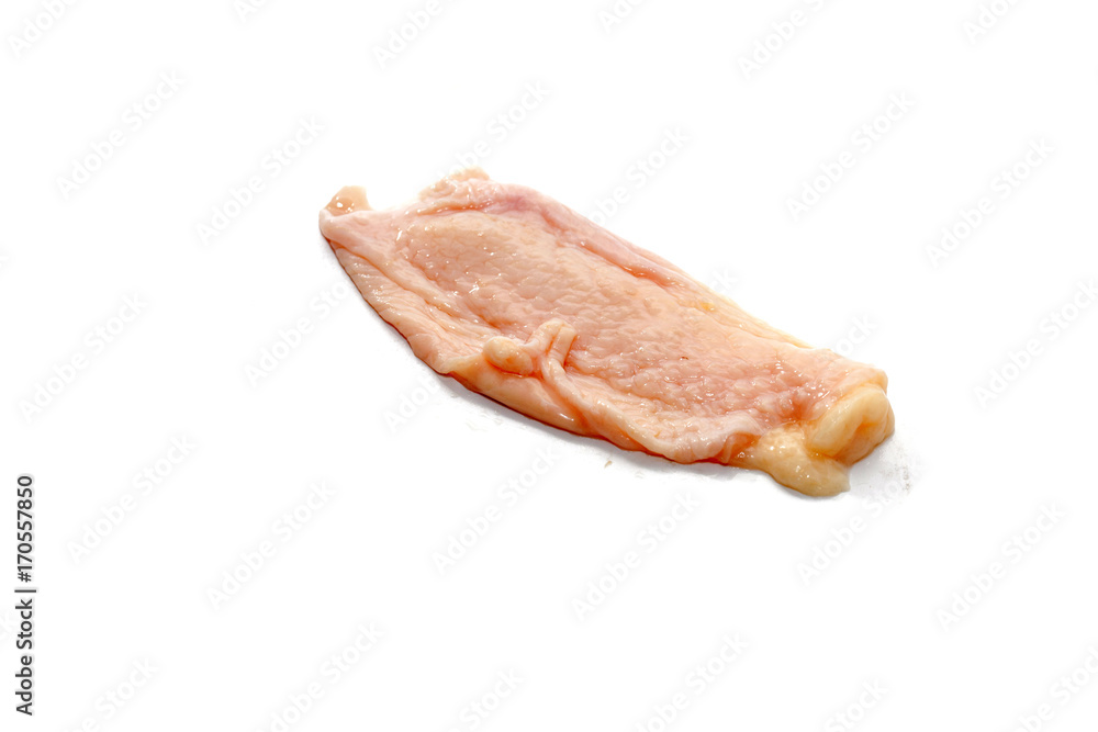 raw chicken skin isolated on white background raw chicken skin isolated on white background