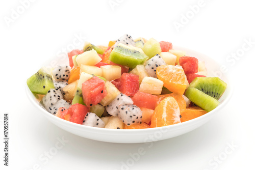 mix sliced fruits (orange, dragon fruit, watermelon, pineapple, kiwi)