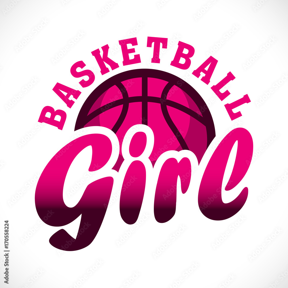 logo club basketball féminin femme fille rose Stock Vector | Adobe Stock