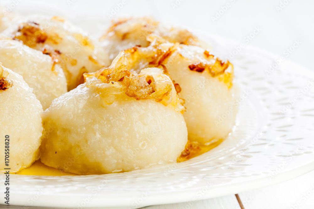 Potato dumplings stuffed with meat