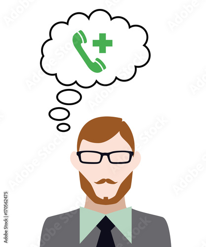 Person denkt an Notruftelefon