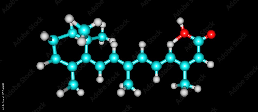Isotretinoin molecular structure isolated on black