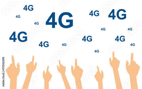 Hände zeigen auf 4G Symbole