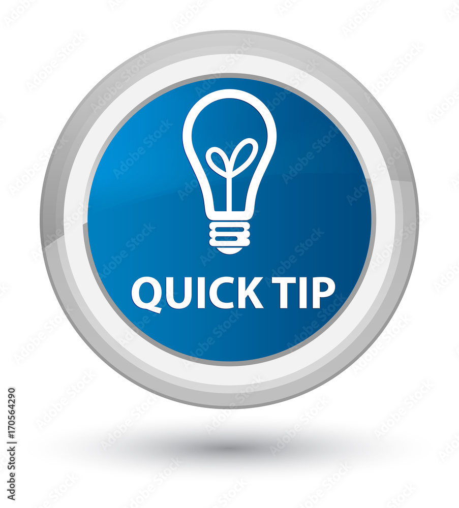 Quick tip (bulb icon) prime blue round button Quick tip (bulb icon) prime blue round button