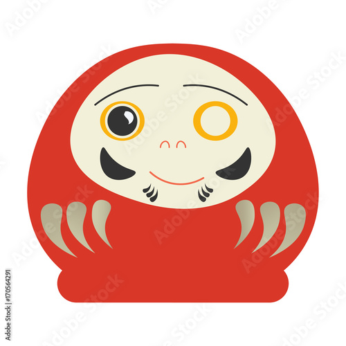 Vector illustration of Japanese Traditional Daruma Doll with one eye made in a cute flat style.