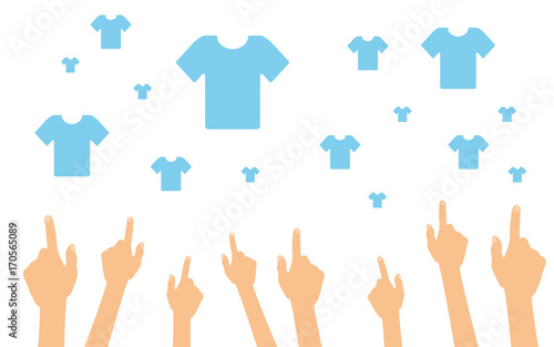 Hände zeigen auf Shirts