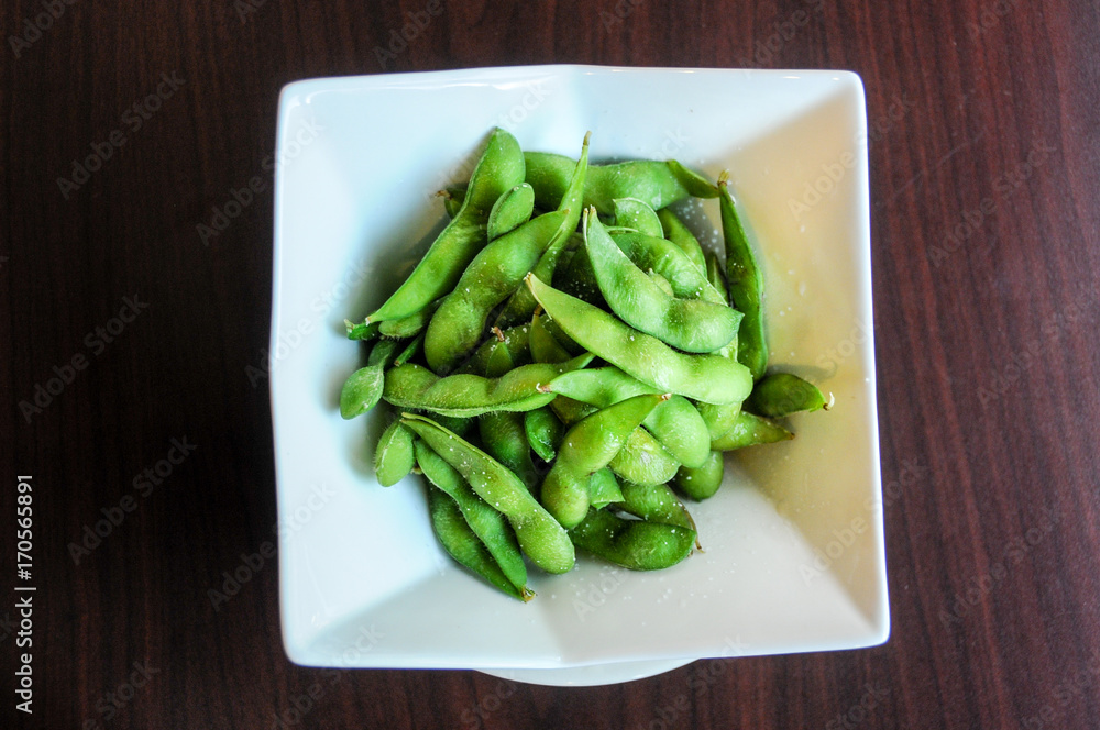 Edamame, A healthy steamed soy bean appetizer. Edamame, A healthy steamed soy bean appetizer.