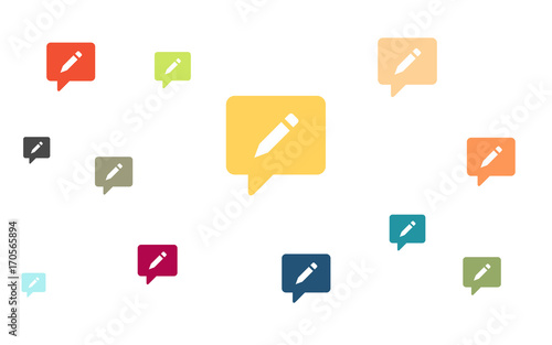 Wallpaper - bunte Sprechblasen mit Stift