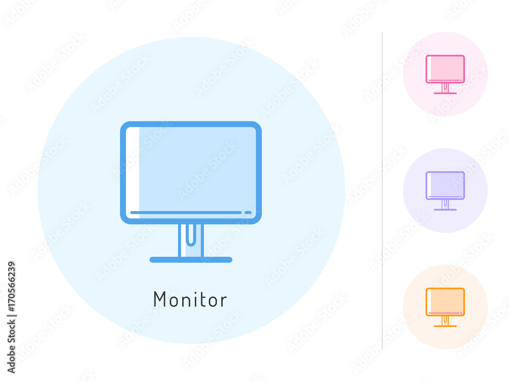 Monitor icon vector. Monitor symbol for your web site design, logo, app. One of a set of linear electronics icons. Monitor icon vector. Monitor symbol for your web site design, logo, app. One of a set of linear electronics icons.