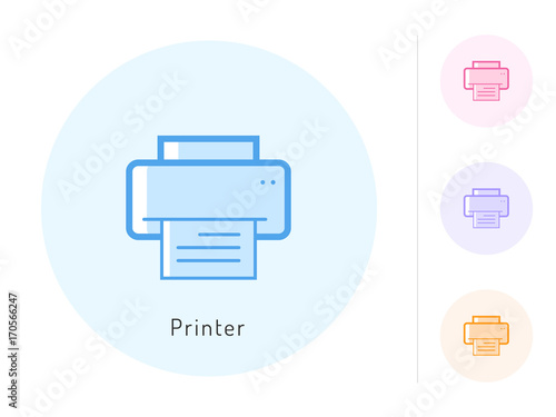 Printer icon vector. Printer symbol for your web site design, logo, app. One of a set of linear electronics icons.