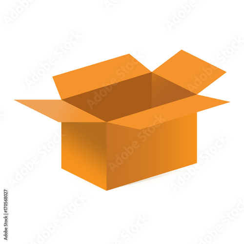 Vector flat icon style illustration: open empty brown carton or cardboard box, known as warehouse or shipping box.