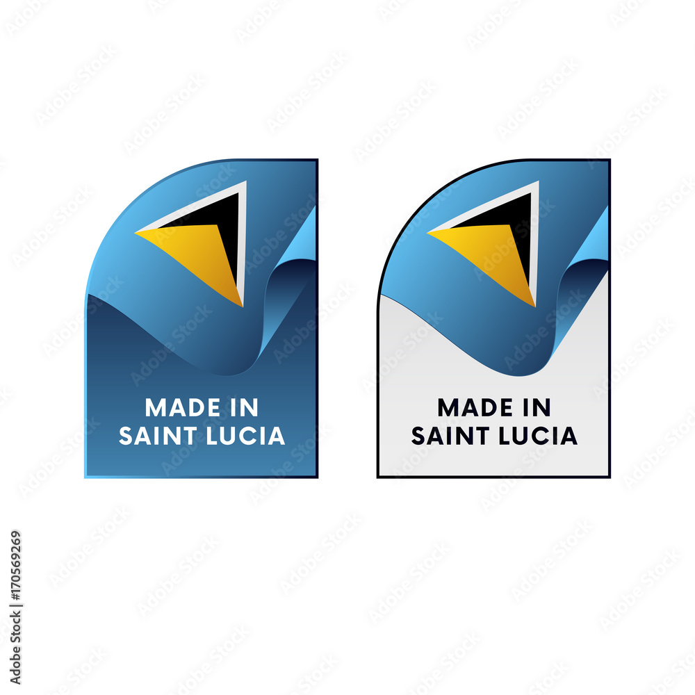 Stickers Made in Saint Lucia. Vector illustration.