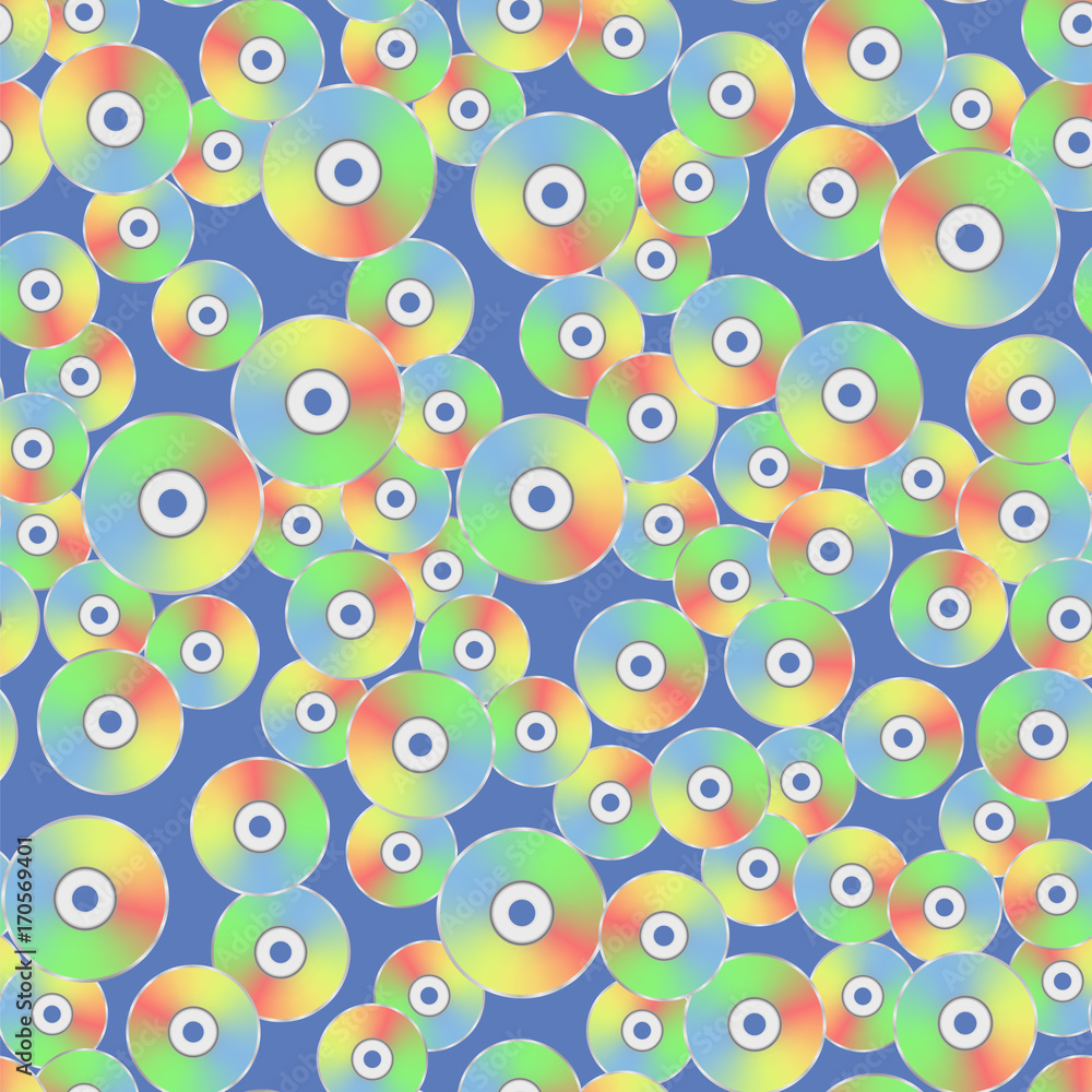 Colorful Plastic Compact Disc Seamless Pattern