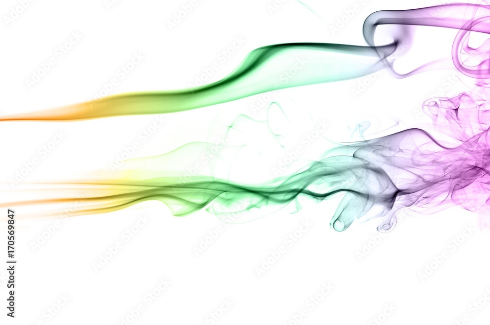Abstract colorful smoke on white background, smoke background,colorful ink background,Violet, Green, Orange Abstract colorful smoke on white background, smoke background,colorful ink background,Violet, Green, Orange
