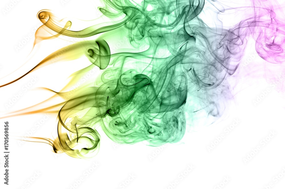Abstract colorful smoke on white background, smoke background,colorful ink background,Violet, Green, Orange Abstract colorful smoke on white background, smoke background,colorful ink background,Violet, Green, Orange