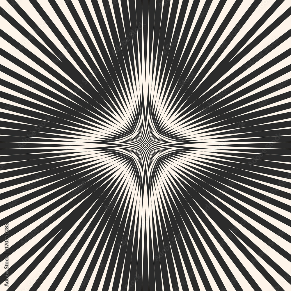 Black & white starburst background. Vector striped seamless pattern Black & white starburst background. Vector striped seamless pattern