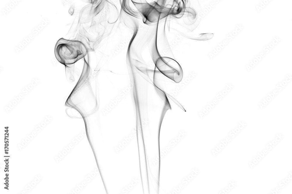 Fototapeta premium Abstract black smoke on white background, smoke background,black ink background ,black and white ,B&W