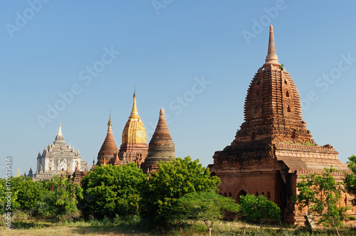 Ancient pagodas and spires of the temples of the World Heritage site at Bagan  Myanmar