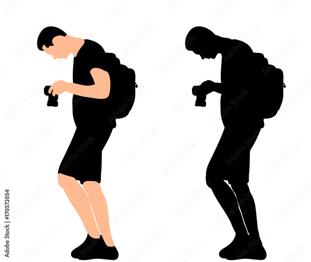 vector, isolated silhouette of man with camera vector, isolated silhouette of man with camera