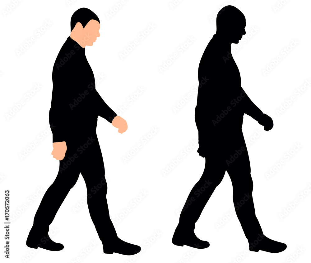 vector, isolated silhouette man is walking