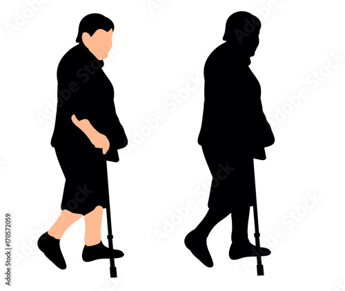  silhouette of grandmother with cane