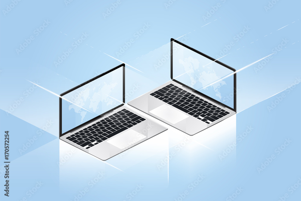 3D Isometric laptops on a blue background. Vector illustration EPS 10 3D Isometric laptops on a blue background. Vector illustration EPS 10