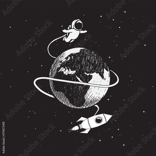 astronaut flying around the Earth