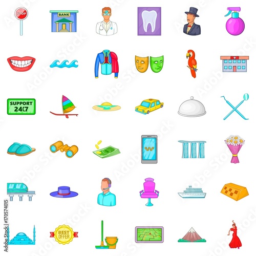 Dancer icons set, cartoon style