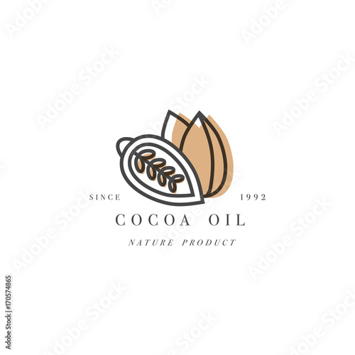 Vector packaging design template and emblem - beauty and cosmetics oil - cocoa