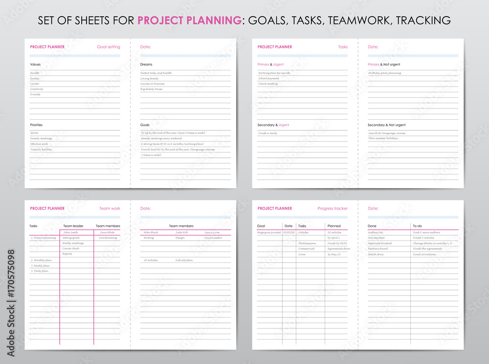 Project planner template - obrazy, fototapety, plakaty 