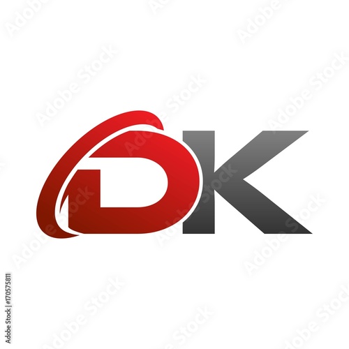 modern vector initial letters logo swoosh da red gray