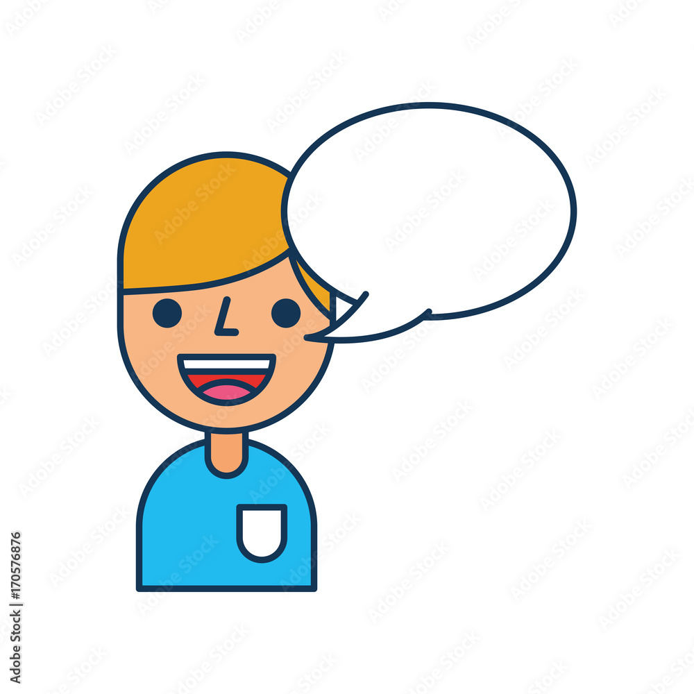 young boy cartoon with bubble speech communication vector illustration young boy cartoon with bubble speech communication vector illustration