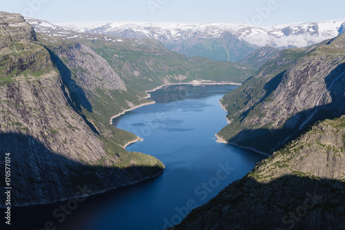 View from the Trolltunga cliff in Norway