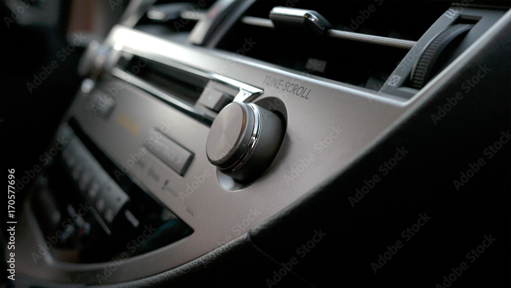 Car volume audio control, Transportation and vehicle concept - car audio stereo 