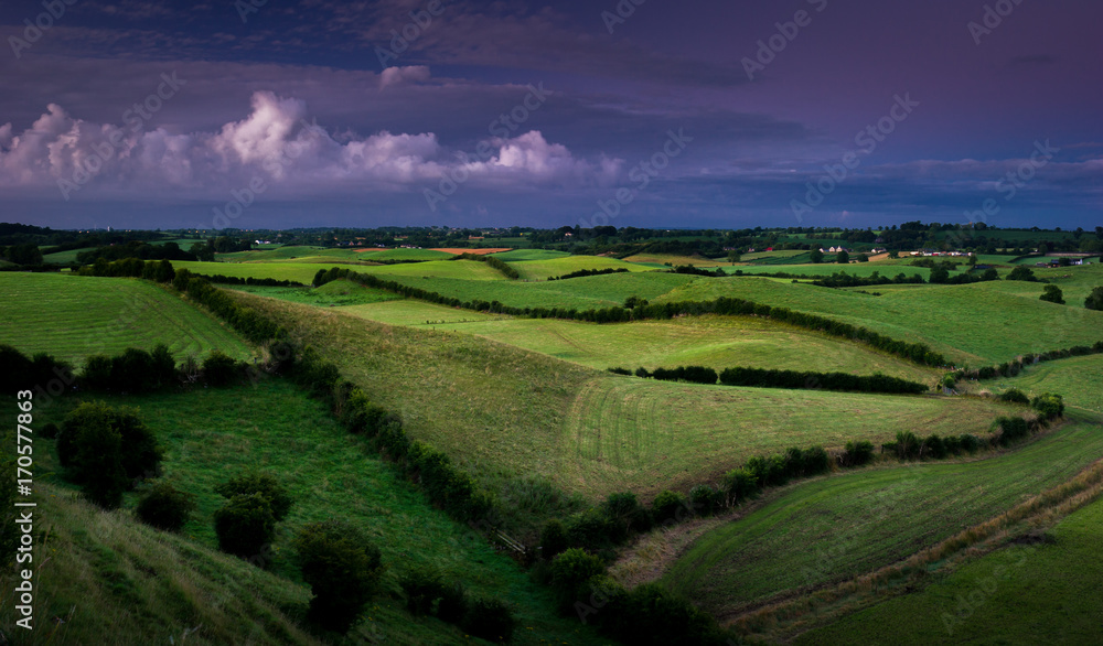 Special Light: in the Blue Hour of that sunrise, a lovely specific light showed up on the fields, Roche Castle, Dundalk, County Louth, Ireland