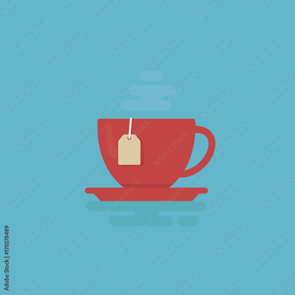 Cup Of Tea With Steam Illustration. Tea Time Concept. Flat Design of Cup of Tea Isolated Cup Of Tea With Steam Illustration. Tea Time Concept. Flat Design of Cup of Tea Isolated
