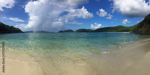 panorama seascape of Jumbie Bay, St. John, USVI, Virgin Islands, Caribbean