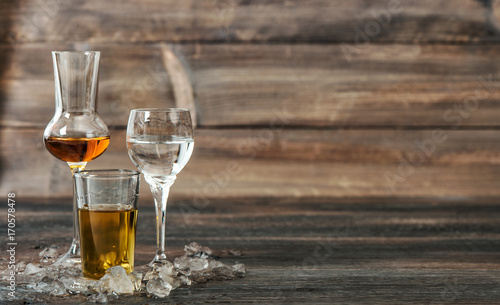 Alcoholic drinks with ice Aperitif whisky liquor vodka