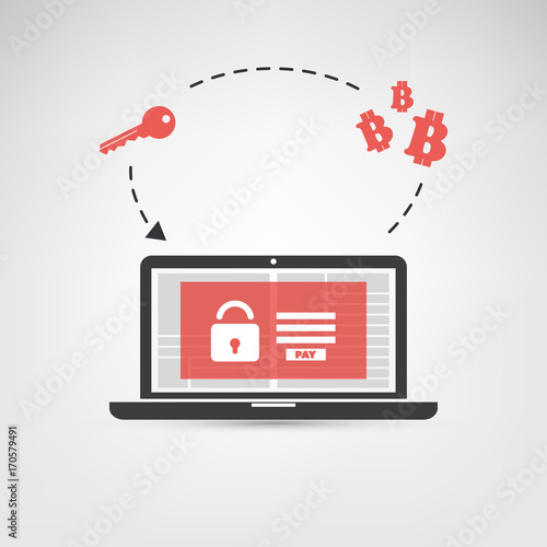 Locked Device, Encrypted Files, Lost Documents, Global Ransomware Attack. Virus Infection, Malware, Fraud, Spam, Phishing, Email Scam, Hacking. IT Security Concept Design, Vector illustration
