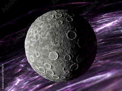 Fototapeta Naklejka Na Ścianę i Meble -  Dwarf planet with a purple nebula in the background