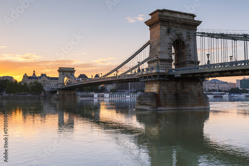 Morning view of city centre of Budapest over the river Danube, Hungary. 