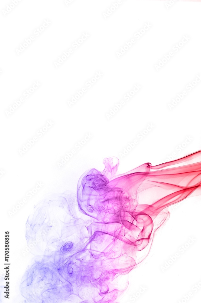 Red and blue smoke swirl on white background, Color smoke on white background Red and blue smoke swirl on white background, Color smoke on white background