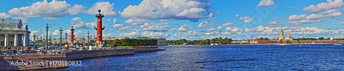 Large-format panorama of prospect of the Neva River in St. Petersburg
