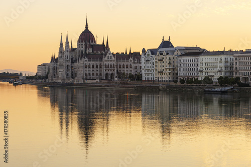 Morning view of city centre of Budapest over the river Danube, Hungary. 