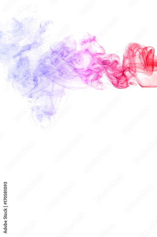 Red and blue smoke swirl on white background, Color smoke on white background Red and blue smoke swirl on white background, Color smoke on white background